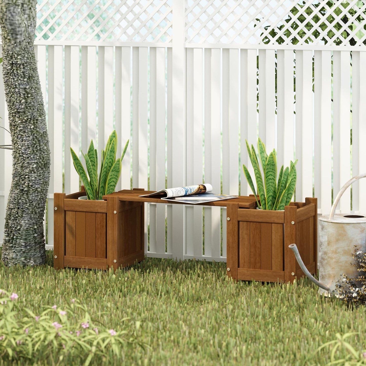 Furinno FG17478 Tioman Outdoor Patio Furniture Hardwood Potting Bench, Natural