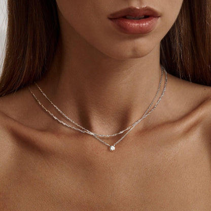 Tewiky Dainty 14k Gold Plated/Silver Cubic Zirconia Necklaces for Women, Simple CZ Jewelry Necklaces Trendy Gifts