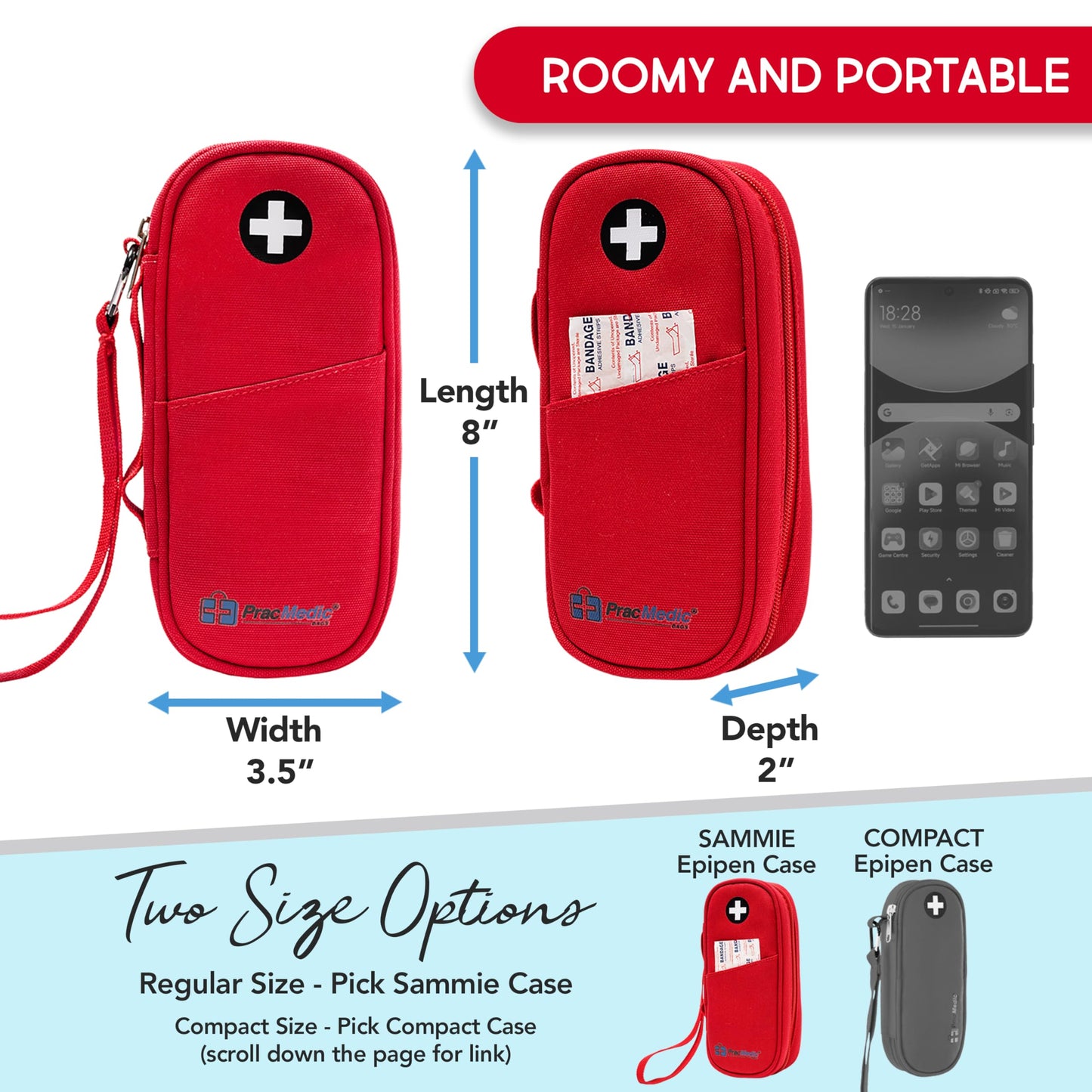 PracMedic Bags Epipen Carry Case– Insulated Epi Pens Carrying Case for Epipens, Auvi-Q, Inhaler, Allergy Medication & Diabetes Supply– Durable Emergency Medical Pouch for Travel (Red)