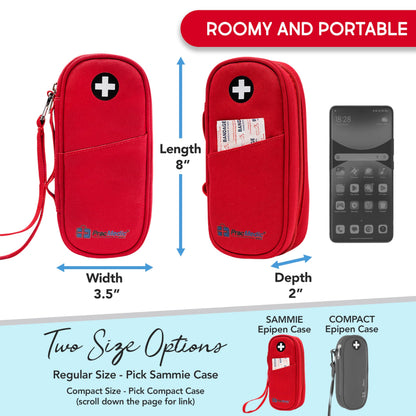 PracMedic Bags Epipen Carry Case– Insulated Epi Pens Carrying Case for Epipens, Auvi-Q, Inhaler, Allergy Medication & Diabetes Supply– Durable Emergency Medical Pouch for Travel (Red)