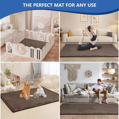 Huloo Sleep Ultra Soft Baby Spielmatte für den Boden, 3,3 cm dicke Elasti-Foam 127x127 cm Laufgittermatte für Kleinkinder, rutschfeste Rückseite, sicher zum Krabbeln und für die Bauchlage, Tatami-Stil (Dunkelgrau)