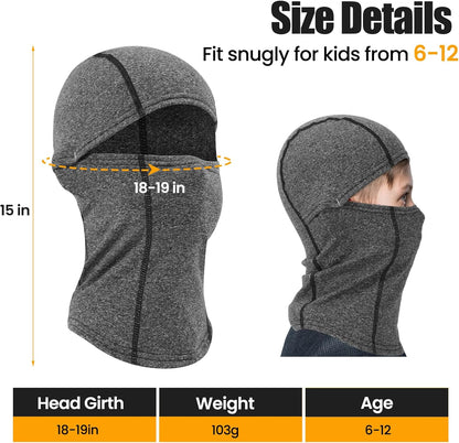 Kinder Sturmhaube Skimaske Kinder Schal Kinder Fleece Nackenwärmer Kälteschutz Gesichtsmaske für Jungen Mädchen Schwarz