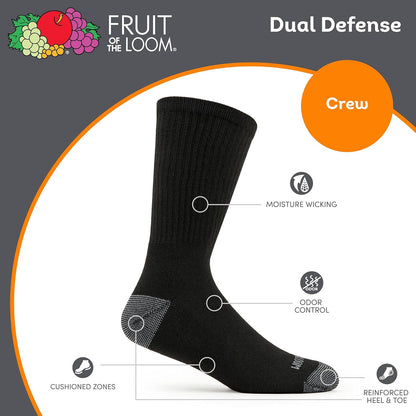 Fruit of the Loom Herren Dual Defense Crew Socken 12 PaarFreizeitsocken