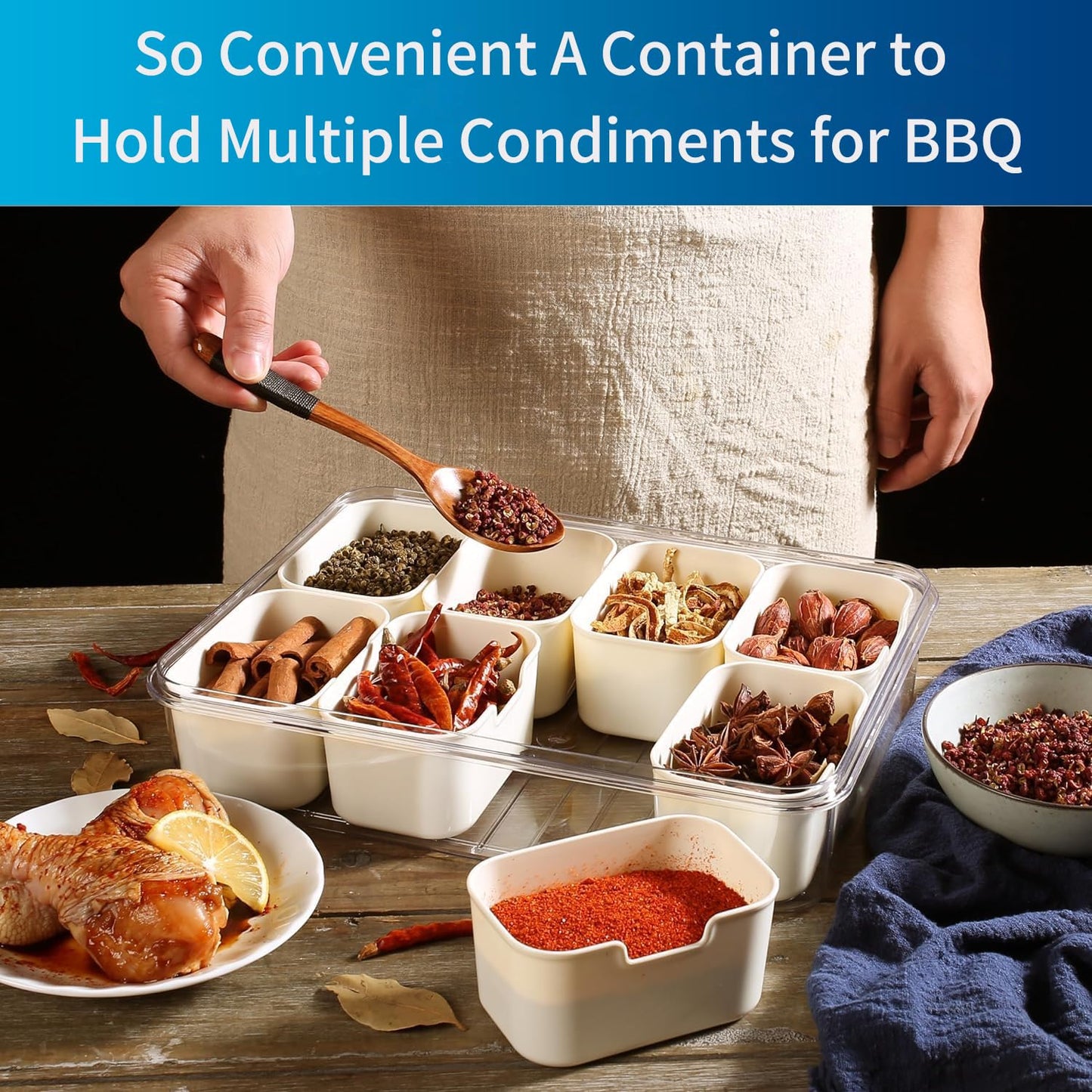 2 Pack Snackle Box –Air Tight Snack Containers with Divided, Lids&Handle –Clear Serving Tray for Fruits, Candy, Nuts –Portable for Travel, Parties, Daily Use (8 Containers Dishwasher Safe)