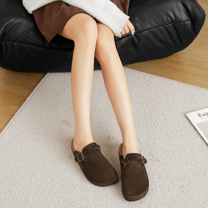Women's Suede Clogs Mens Leather Mules Comfort Cork Footbed Sandals with Arch Support and Adjustable Buckle
