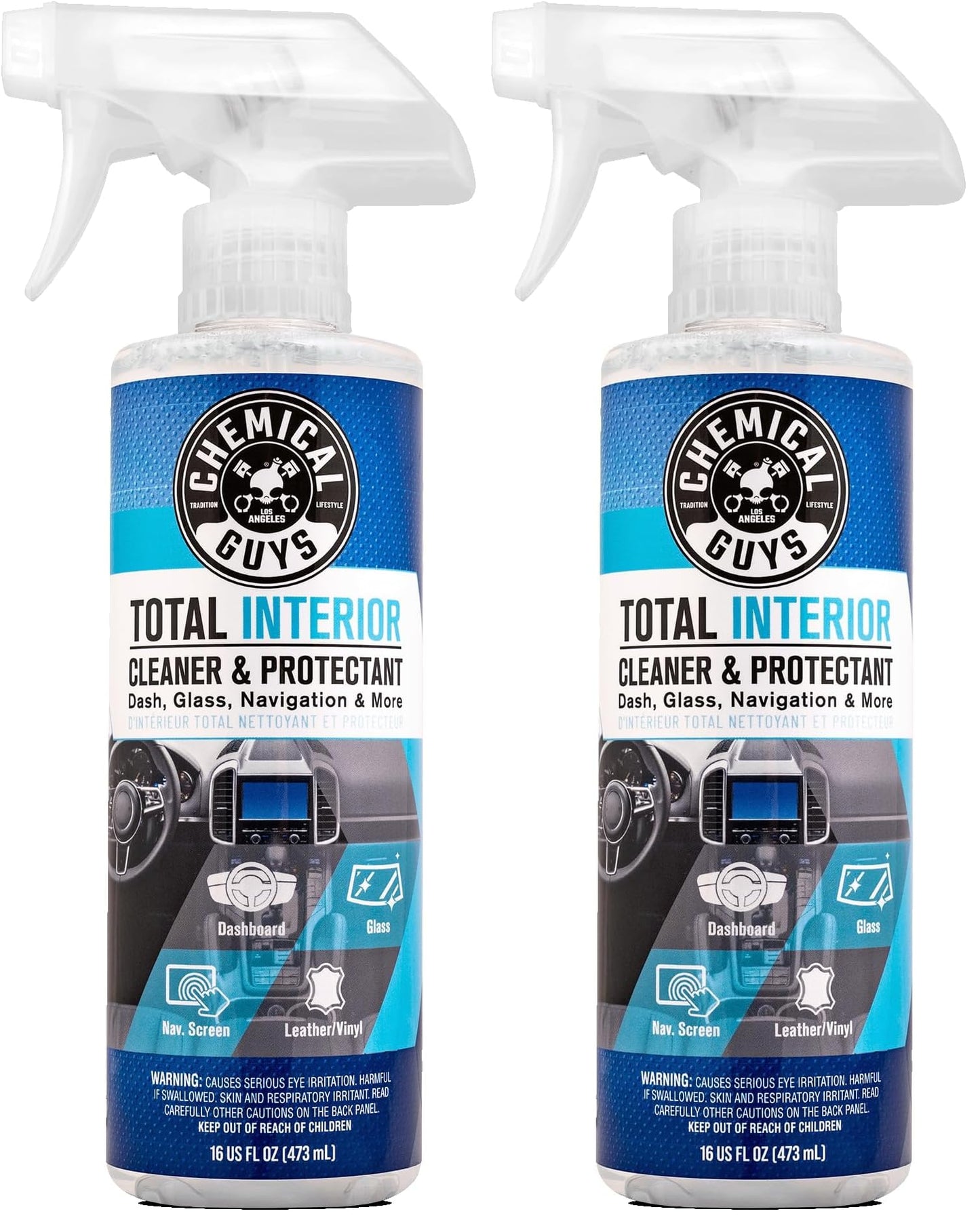 Chemical Guys Total Interior Cleaner & Protectant Interior Cleaner, Cleans & Protects Leather, Vinyl, Plastic, Rubber, Glass with a Streak-Free Finish — Cars, Trucks, SUVs, RVs, 16 oz