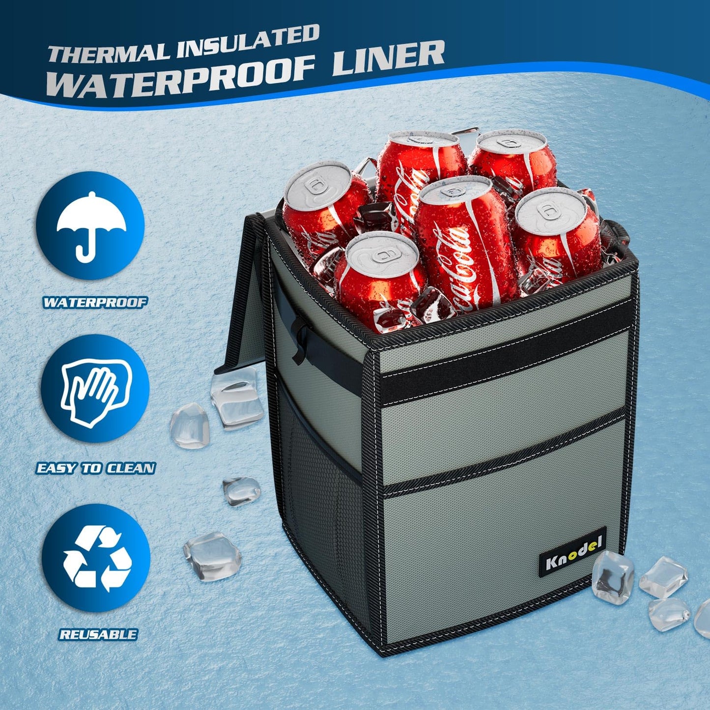 K KNODEL Car Trash Can, Waterproof Auto Garbage Can, Car Trash Can with Lid, Leak-Proof Car Storage Bag, Car Bin Hanging (Medium, Black)