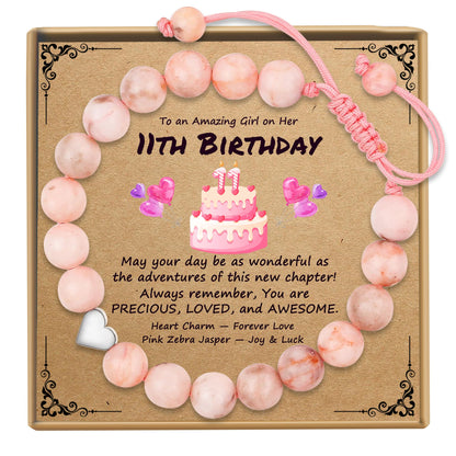 Sereney Birthday Gifts for Girls, Beaded Bracelets as 1/2 1 2 3 4 5 6 7 8 9 10 11 12 13 14 15 16 Year Old Birthday Gift, Adjustable Cross/Pearl Bracelet as Happy Birthday Gifts for Daughter