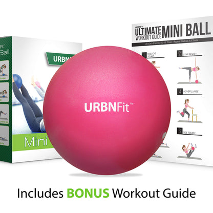 URBNFit Kleiner Gymnastikball - 23 cm Mini Pilates Ball mit Fitness Guide für Yoga, Barre, Physiotherapie, Stretching & Core Stability Workout-Pink