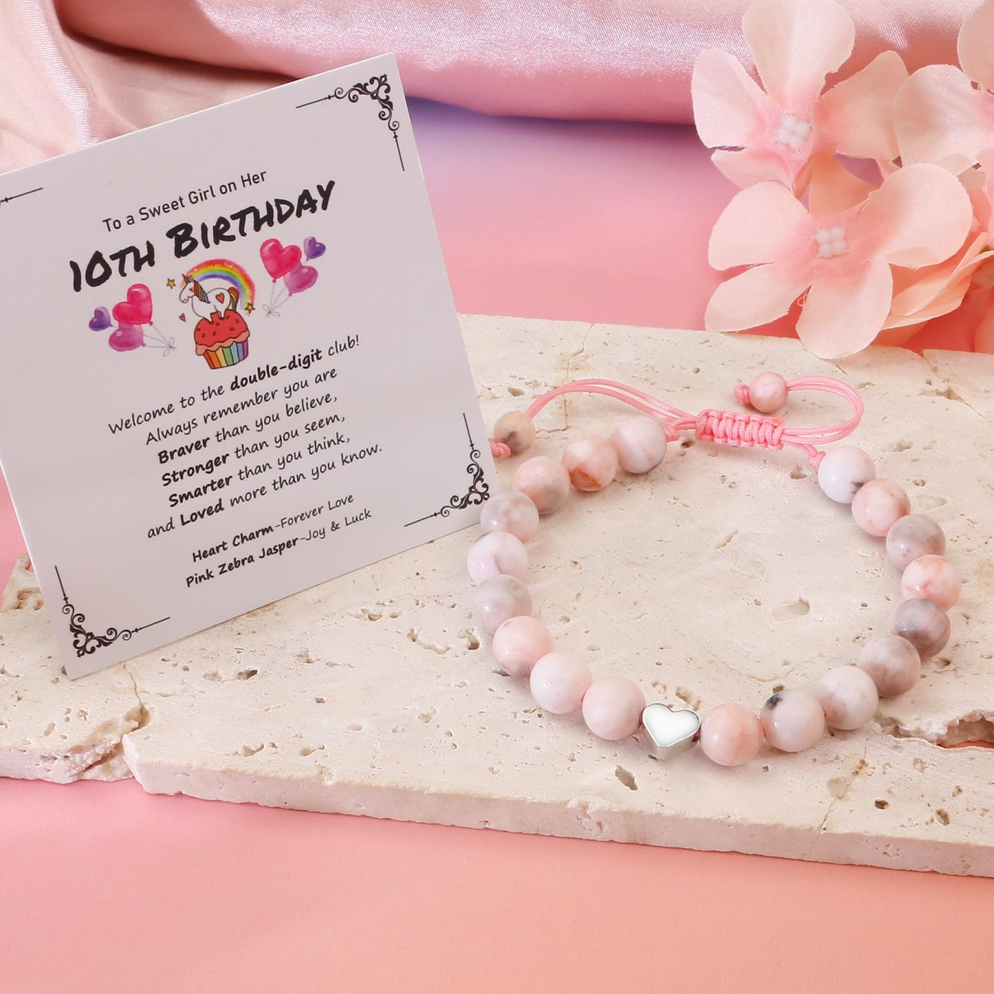 Sereney 5 Jahre altes Mädchen Geburtstagsgeschenkideen, verstellbares rosa-weißes Perlenarmband als Fünf-Jahres-5-Jahre-altes 5. Geburtstagsgeschenk für Teenager-Mädchen, Tochter, Nichte, Enkelin
