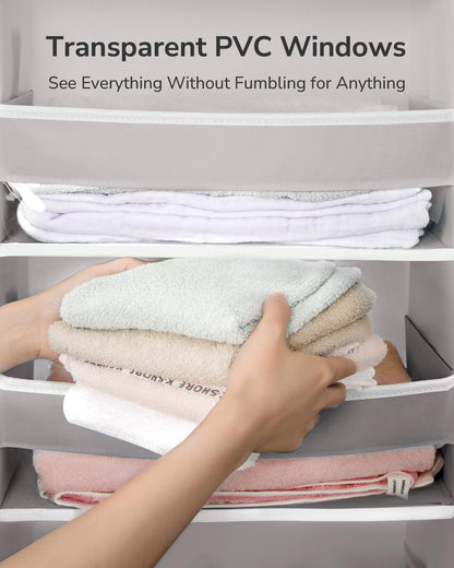 ULG Over The Door Organizer with 6 Large Pockets 12 Side Pockets, 50lbs Weight Capacity Door Hanging Organizer for Bedroom, Bathroom, Pantry, Nursery Storage, Beige