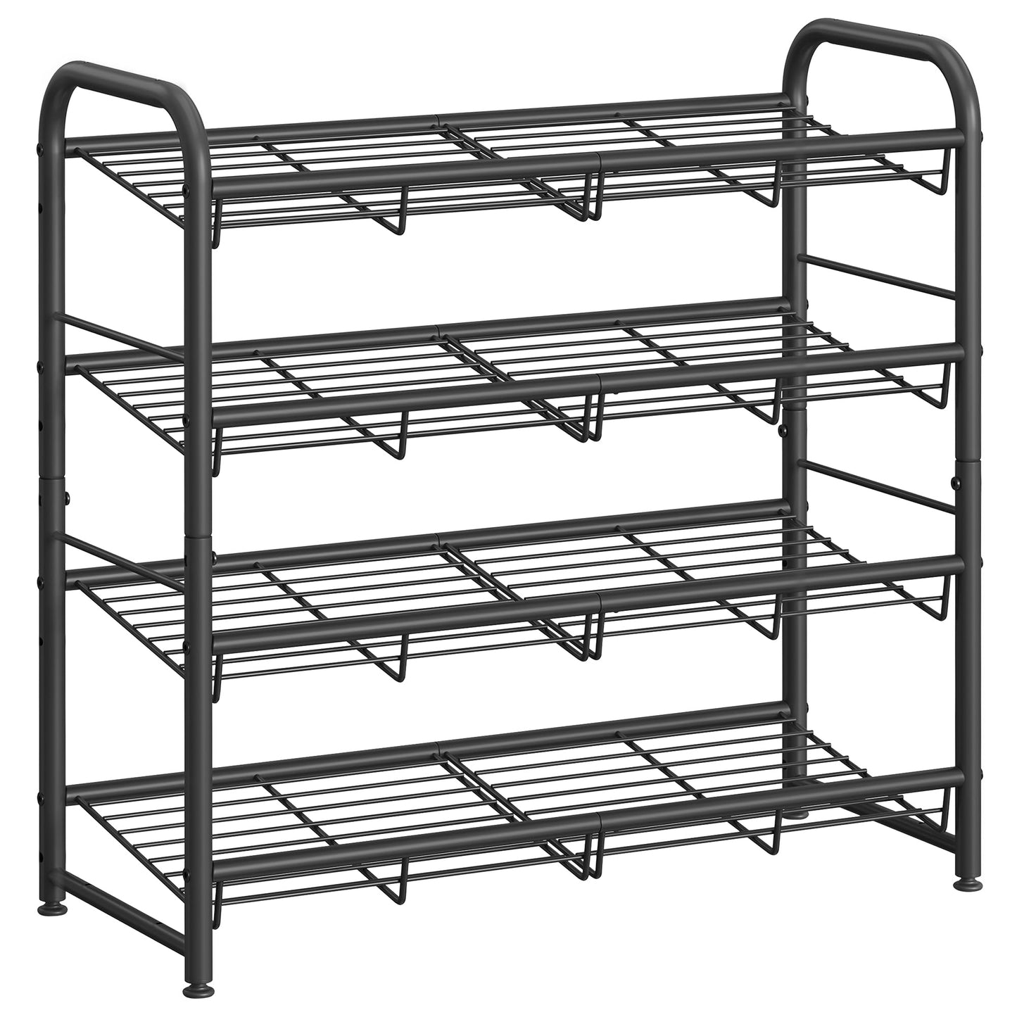SONGMICS Stackable Shoe Rack, 4 Tier Metal Shoes Rack Storage Shelf, Holds up to 16 Pairs Shoes, Adjustable Slanted Shelves Tower Organizer for Closet Entryway Small Spaces, Bronze
