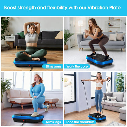SoftGym Waver Vibration Plate Exercise Machine for Lymphatic Drainage Weight Loss,120 Speed Levels Vibrating Platform with Resistance Bands,Full-Body Workout Equipment for Muscle Activation