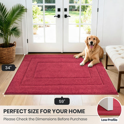PURRUGS Dirt Trapping Door Mat 32" x 70", Non-Slip/Skid Machine Washable Entryway Rug, Dog Doormat, Super Absorbent Welcome Mat for Muddy Wet Shoes and Paws, Grayish Brown