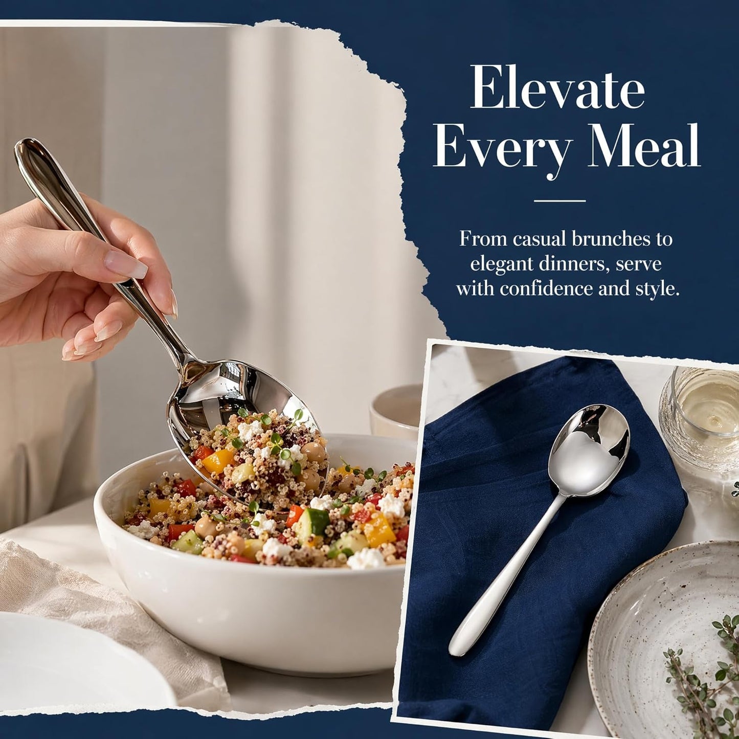 2Pcs Heavy-Duty Large Serving Spoons