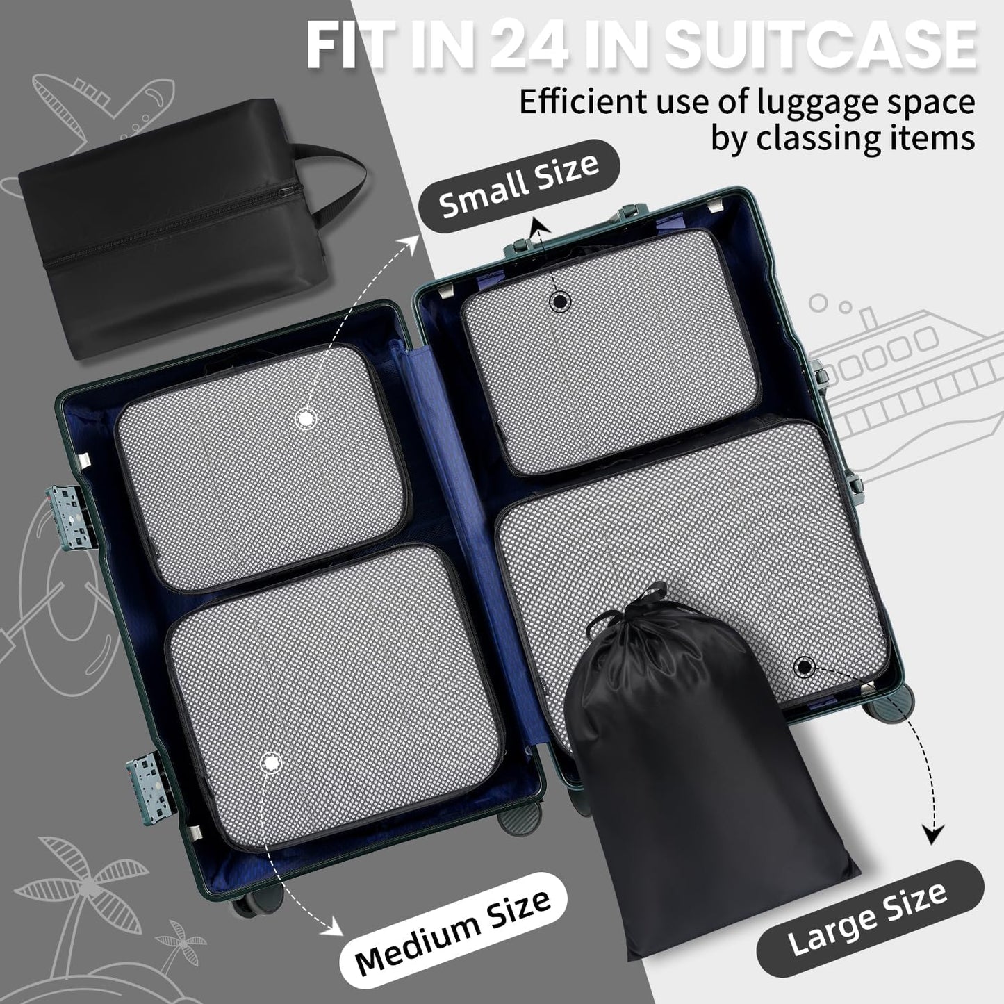 BAGAIL 8er Set Packwürfel Gepäckorganizer für Reisezubehör