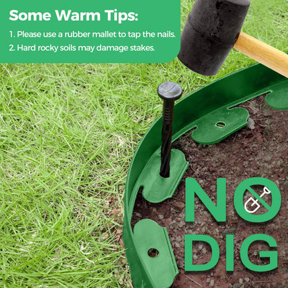 2-Inch x 66 FT Landscape Edging Border with 100 Spikes, No Dig Garden Border Edging Kit, Plastic Edging Border Flexible for Garden Flower Beds Lawn Yard Paver Pathway (Black)