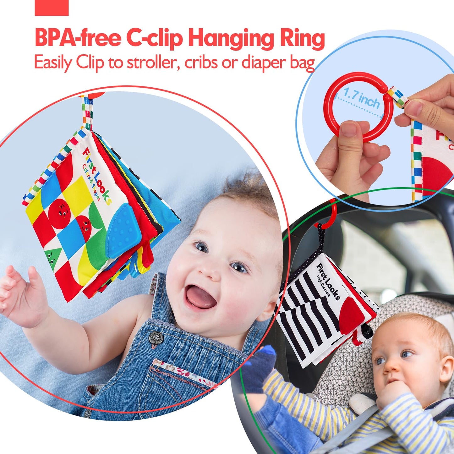 hahaland Babybücher 0-6 Monate, Bauchzeit Spielzeug für Säuglinge, sensorisches Spielzeug 6 bis 12 Monate, Fühlbuch, Reisespielzeug, Geschenke für Jungen und Mädchen 0-3 Monate, Babyparty, Geburtstag, Osterkorbfüller (Einzeln)