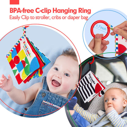 hahaland Babybücher 0-6 Monate, Bauchzeit Spielzeug für Säuglinge, sensorisches Spielzeug 6 bis 12 Monate, Fühlbuch, Reisespielzeug, Geschenke für Jungen und Mädchen 0-3 Monate, Babyparty, Geburtstag, Osterkorbfüller (Einzeln)
