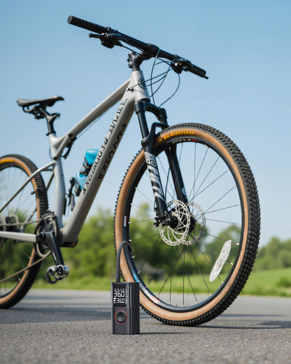 Tire Inflator Portable Air Compressor, 150 PSI Cordless Mini Bike Tire Pump, Air Pump for Auto, Motorcycle, Bicycle, Balls with Pressure Gauge&LED Light, Black, 8.89 X 4.75 X 13.79 CM