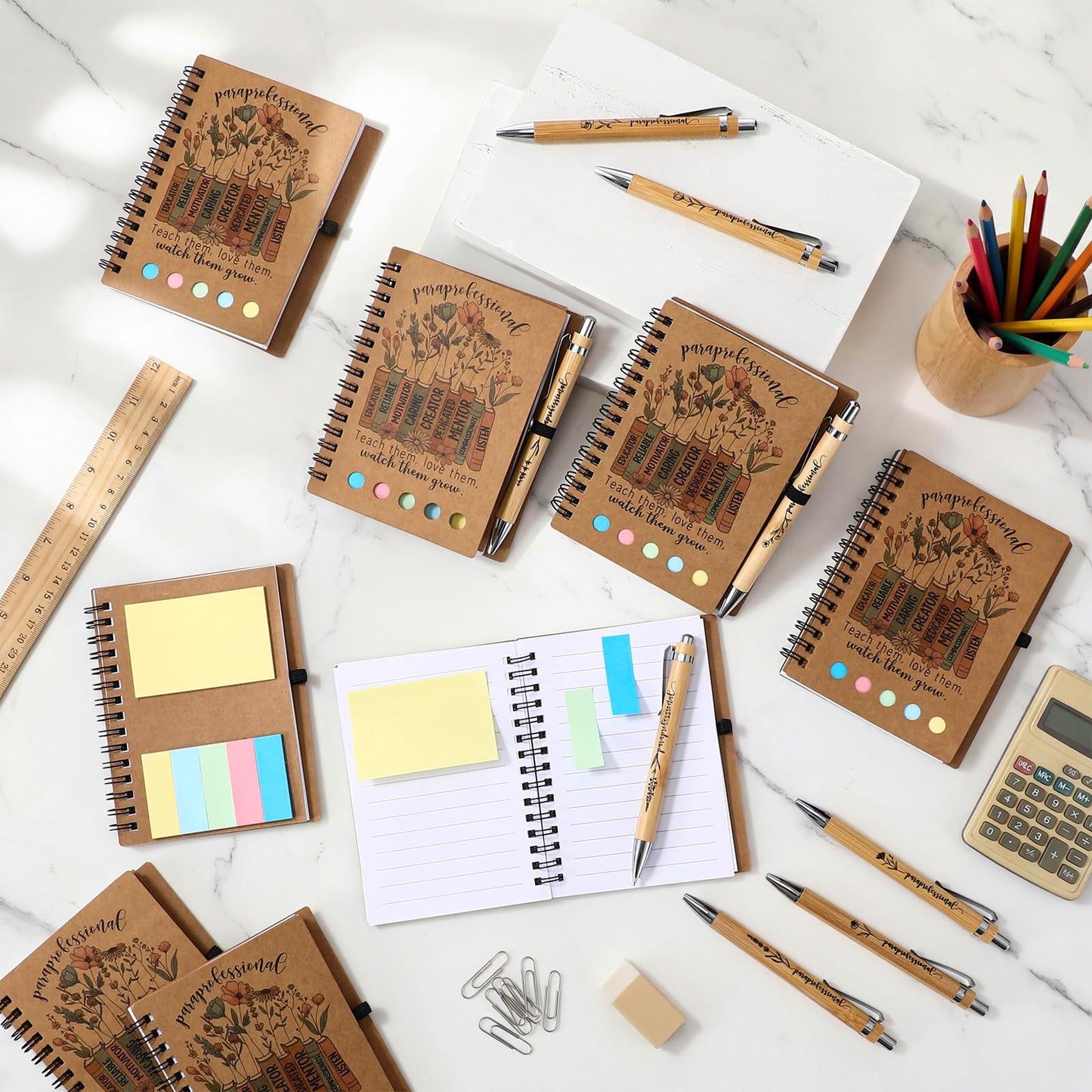 Jetec 48 Set 2026 CNA Week Gifts Bulk Nurse Appreciation Gift Set Small Inspirational Kraft Spiral Nursing Notebooks with Sticky Notes Pens for Healthcare Medical Hospital Coworker Staff Office