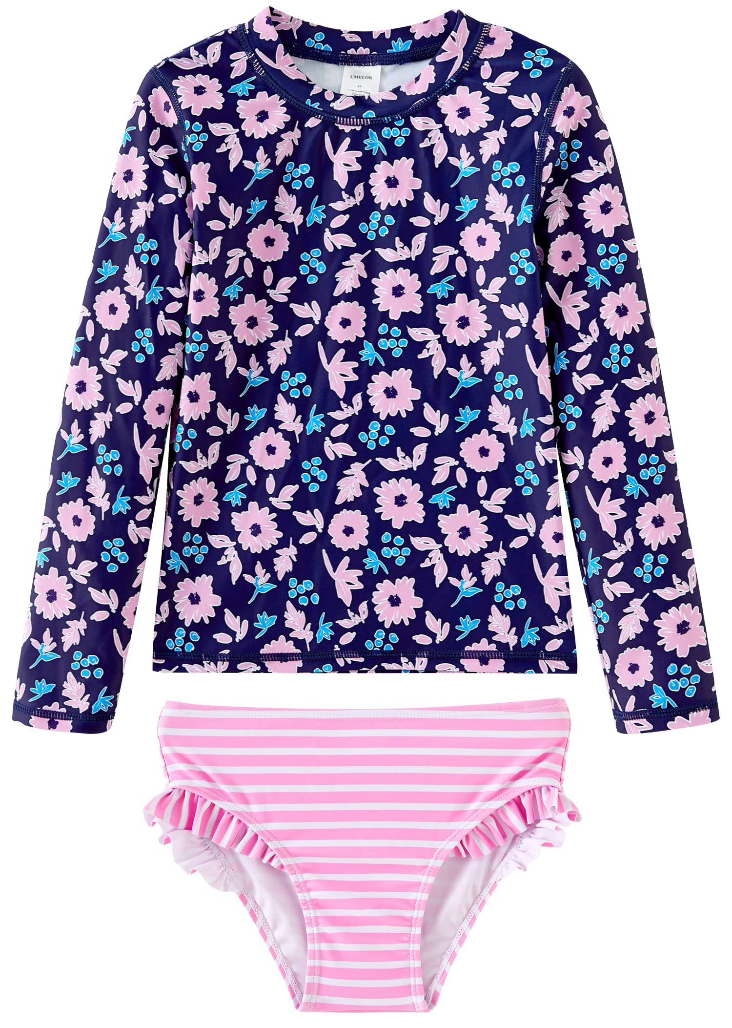 UMELOK Toddler and Little Girls Rash Guard Sets with Bikini Bottoms Swimwear