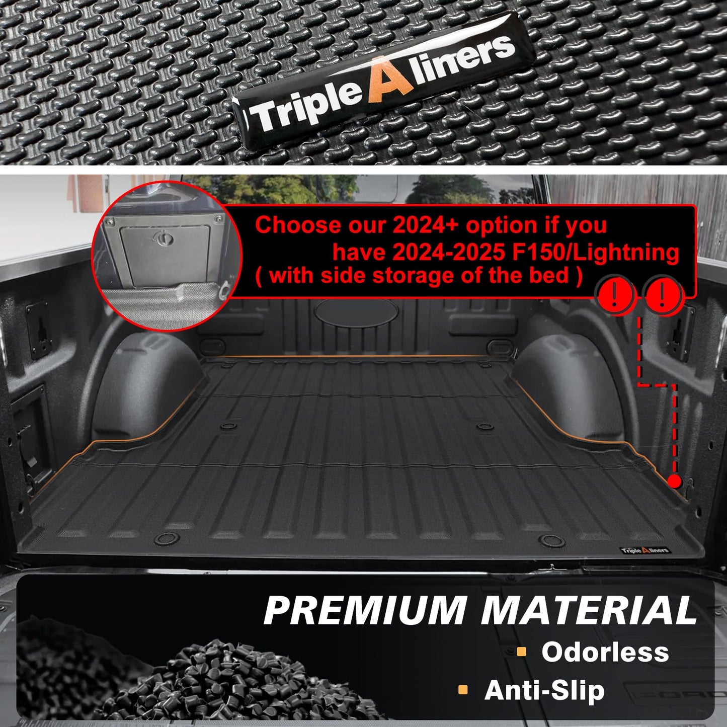 TripleAliners Truck Mat Compatible with 2019-2026 Chevy Silverado 1500 / GMC Sierra 1500 6.6FT Accessories, Truck Bed Mat Heavy Duty Custom Fit All Weather Protection TPE Pickup Liner, Standard Bed