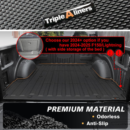 TripleAliners Truck Mat Compatible with 2019-2026 Chevy Silverado 1500 / GMC Sierra 1500 6.6FT Accessories, Truck Bed Mat Heavy Duty Custom Fit All Weather Protection TPE Pickup Liner, Standard Bed