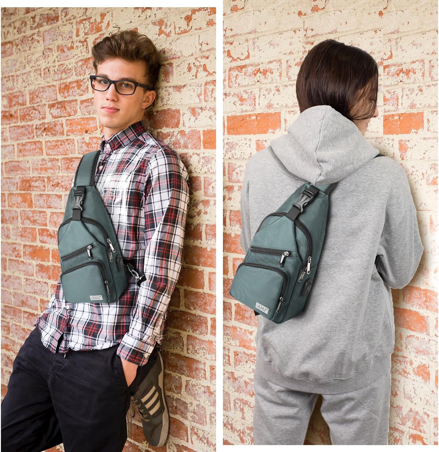 AMJ Sling Bag für Wandern und Outdoor, Umhängetasche, Reise-Brusttasche Daypack für Damen & Herren