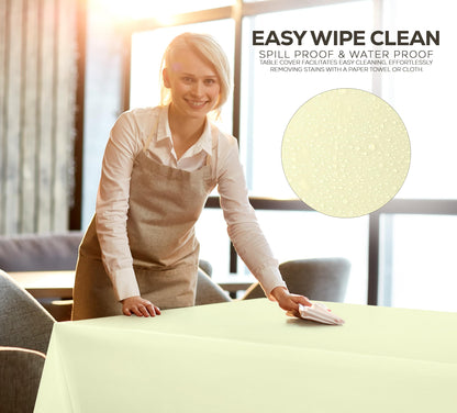 Utopia Kitchen Einweg-Tischdecke aus Kunststoff (12er Pack – 137x274 cm) Weiß Rechteckige Tischdecke Wasserdicht Schmutzabweisend Party-Tischdecke