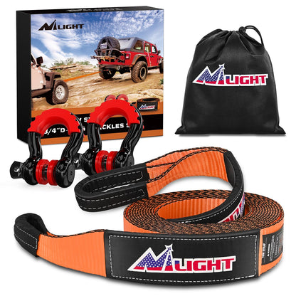 Nilight Anti-Theft Shackle Hitch Receiver 2Inch 45000 LBs Breaking Strength 3/4" Anti-Theft D Ring Shackle 5/8" Trailer Hitch Lock Pin Heavy Duty Solid Towing Kit for Trucks Off Road (Black)