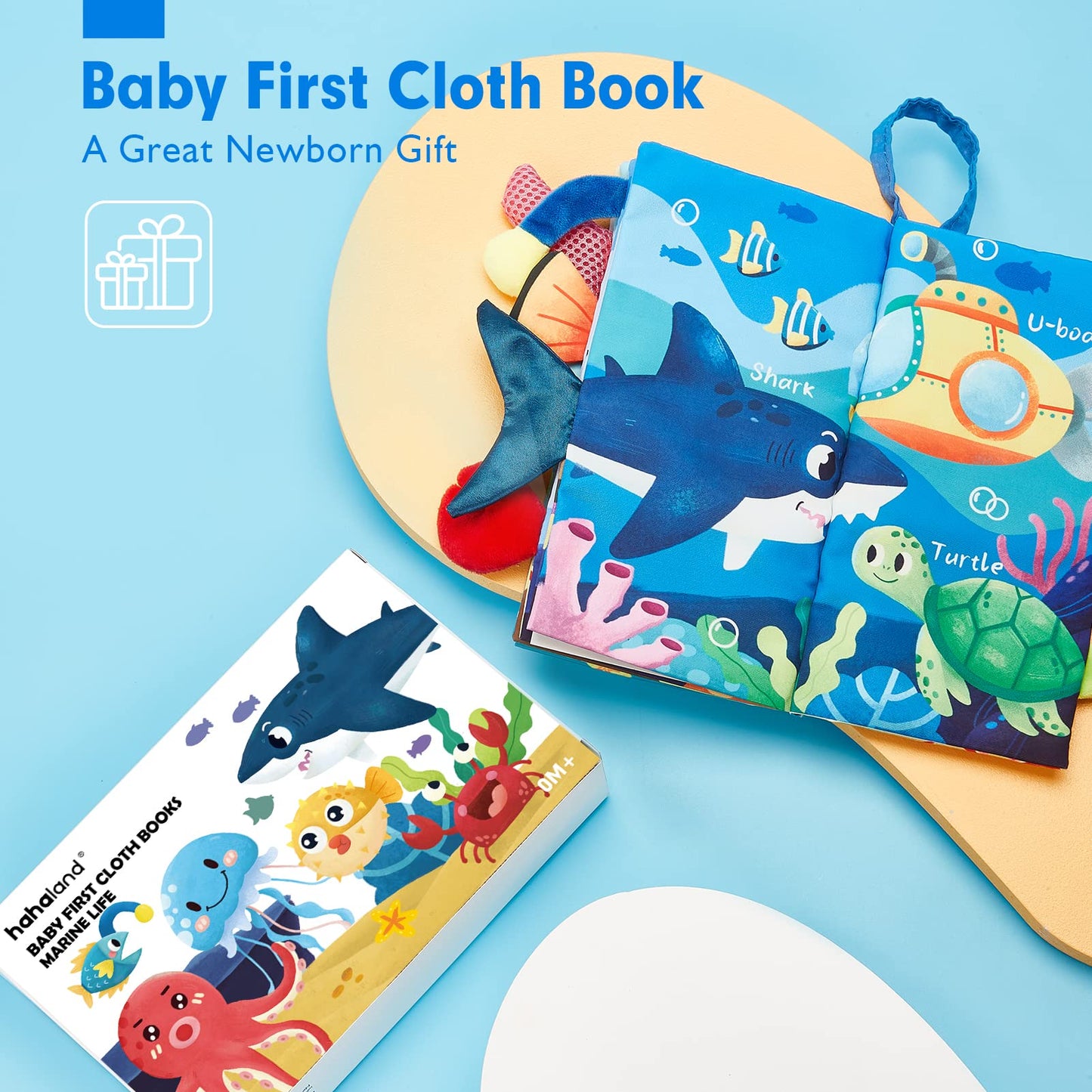 hahaland Babybücher 0-6 Monate, Bauchzeit Spielzeug für Säuglinge, sensorisches Spielzeug 6 bis 12 Monate, Fühlbuch, Reisespielzeug, Geschenke für Jungen und Mädchen 0-3 Monate, Babyparty, Geburtstag, Osterkorbfüller (Einzeln)