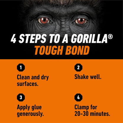 Gorilla Glue Wood Glue, Indoor & Outdoor Carpentry Projects, Paintable, Sandable, Moisture Resistant, Clamping, Natural Color, 4oz/118mL (Pack of 1), 6212001