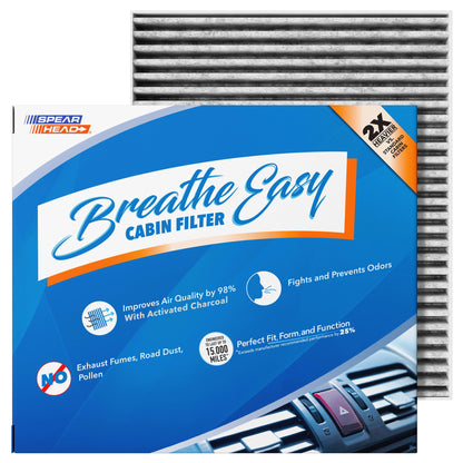 Spearhead Odor Defense Breathe Easy AC & Heater Cabin Filter | Fits Select 2016-2025 Toyota, Lexus, Subaru, 2016-2023 CX-9 Like OEM | Up to 25% Longer Lasting w/Activated Carbon (BE-157)