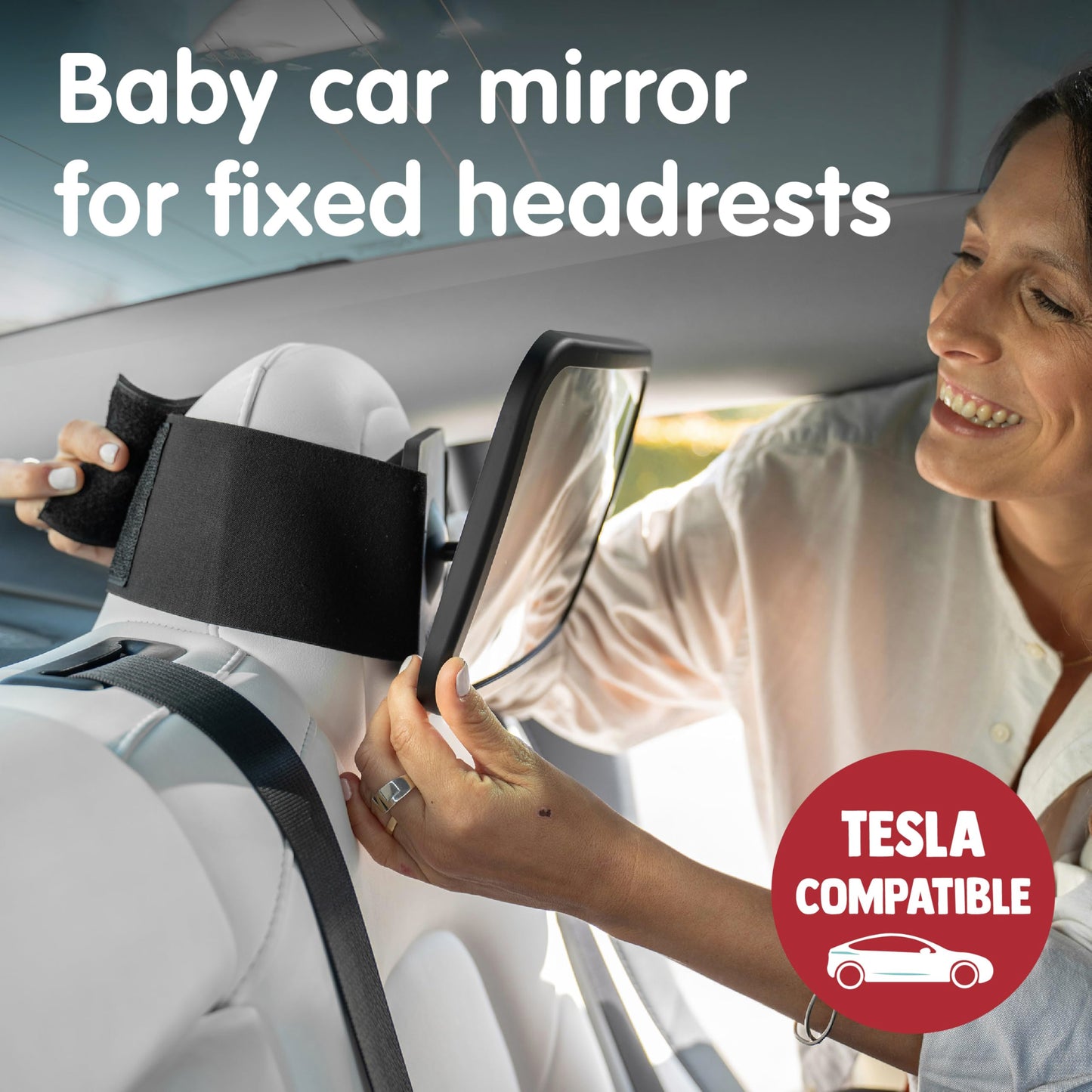 Onco Baby-Autospiegel für nach hinten gerichtete Kindersitze (2 Stück) – 100 % bruchsicher & rüttelfest, preisgekrönter konvexer Autospiegel für Babys mit 360°-Drehung, Neugeborenen-Essentials (24,4 x 17,5 cm)
