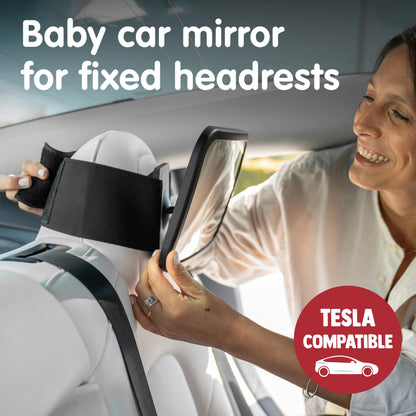 Onco Baby-Autospiegel für nach hinten gerichtete Kindersitze (2 Stück) – 100 % bruchsicher & rüttelfest, preisgekrönter konvexer Autospiegel für Babys mit 360°-Drehung, Neugeborenen-Essentials (24,4 x 17,5 cm)