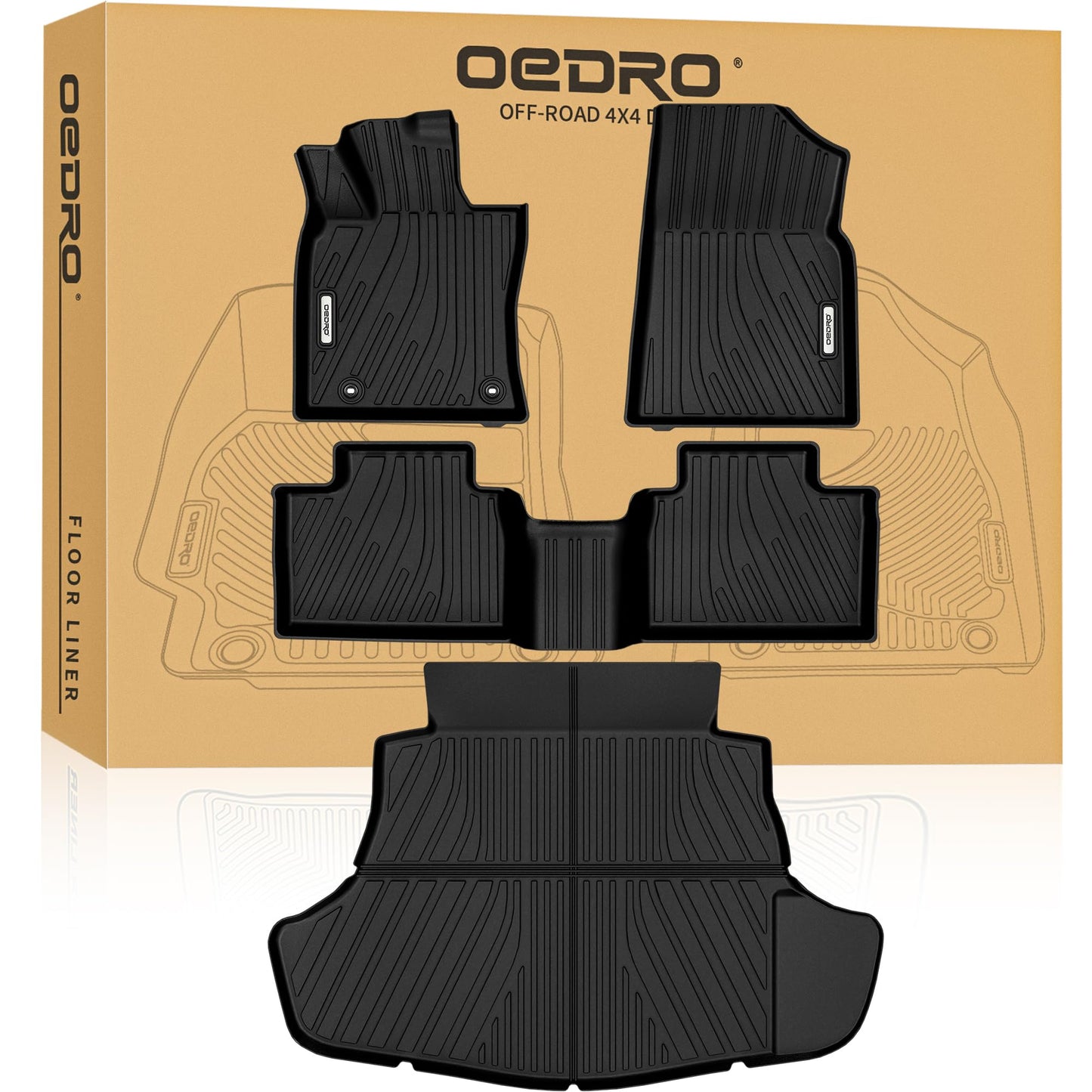 OEDRO Floor Mats Fit for Toyota Camry 2011-2007, Custom Fit Front & 2nd Row Floor Liner Set, TPE All Weather Protection Camry Car Mats, Black