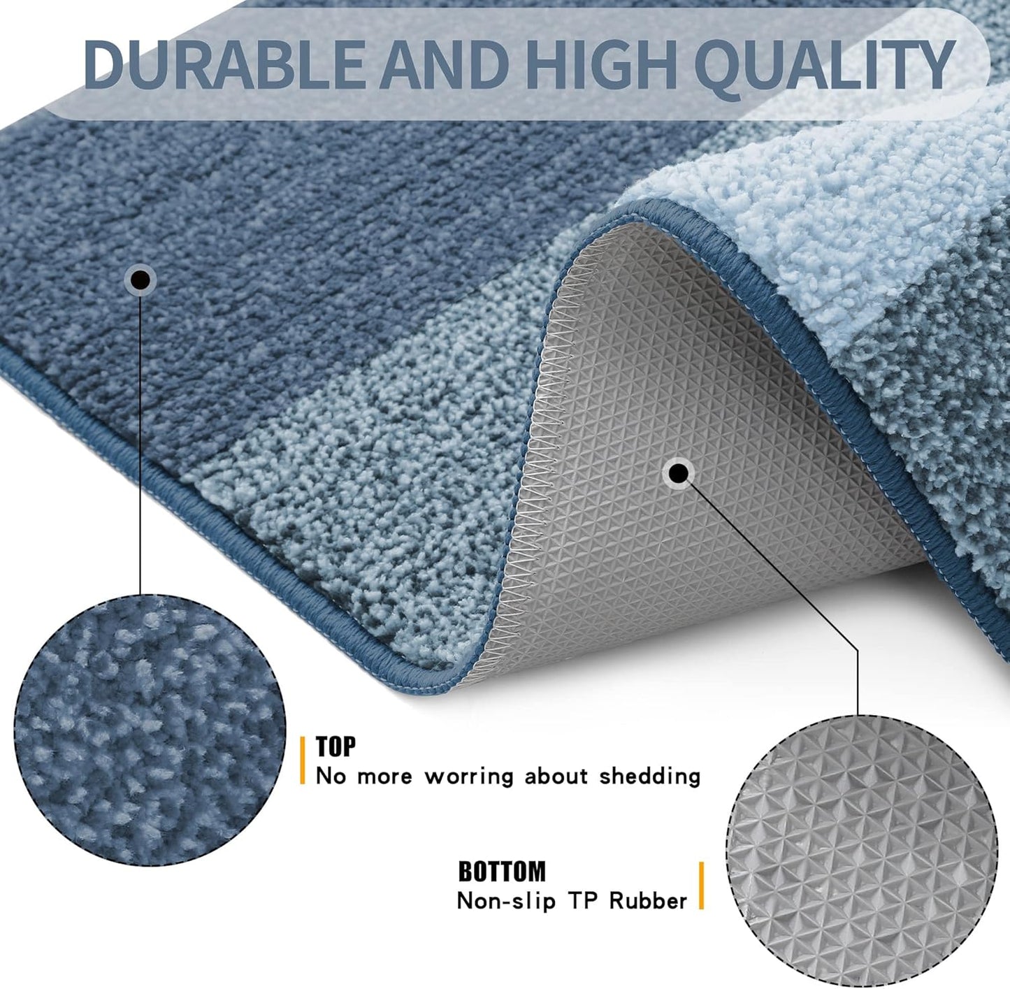Grandaily Fußmatte für Innenbereich, 50 x 80 cm, rutschfest, Schmutzfänger, saugfähig, für die Haustür, waschbar, gestreift, für den Innenbereich, flach, Willkommensmatte, Eingangsmatte, Grau
