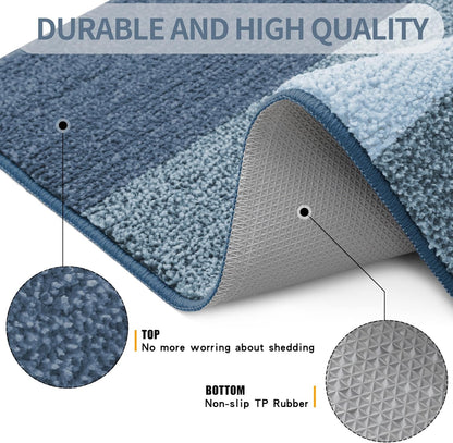 Grandaily Fußmatte für Innenbereich, 50 x 80 cm, rutschfest, Schmutzfänger, saugfähig, für die Haustür, waschbar, gestreift, für den Innenbereich, flach, Willkommensmatte, Eingangsmatte, Grau