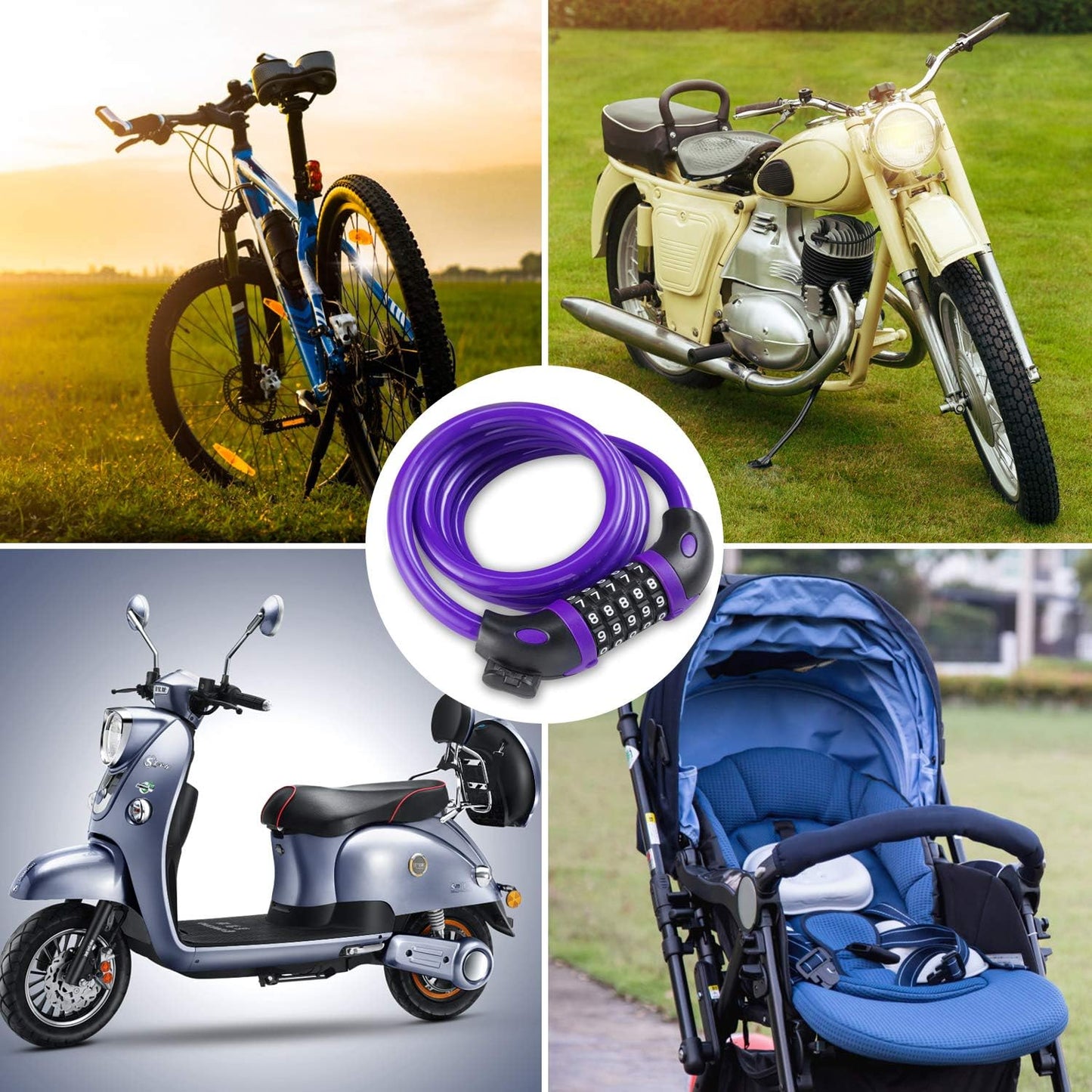 Opaza Fahrradschloss mit 5-stelligem Code, 1,2 m/4 Fuß Fahrrad-Kabelschloss, leichtes & sicheres Fahrradkettenschloss für Fahrrad, Mountainbike, E-Bike, Scooter