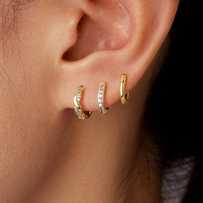 Inerney 14K Gold Plated Huggie Hoop Earrings for Women, Small Sterling Silver Earring Set Hypoallergenic Cartilage Helix Stacks, Mini Dainty Cute Trendy Birthstone Jewelry Gift for Multiple Piercings