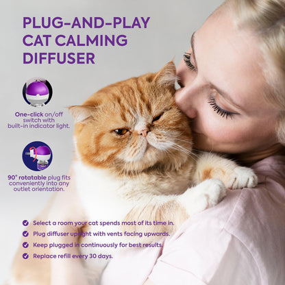 TopSum Cat Calming Pheromone Diffuser: Feline Pheromones Plug in for Stress, Alone At Home, Spraying, Fighting, Scratching, Aggression & Excessive Meowing (Purple– 6 Refills)