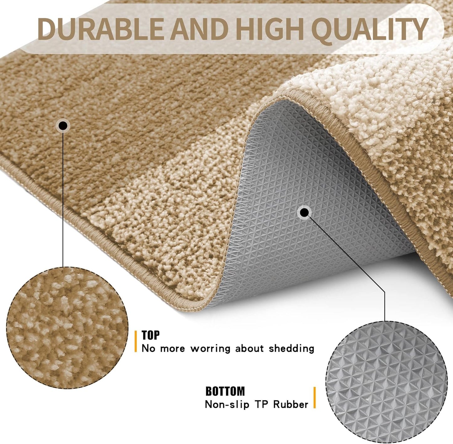 Grandaily Fußmatte für Innenbereich, 50 x 80 cm, rutschfest, Schmutzfänger, saugfähig, für die Haustür, waschbar, gestreift, für den Innenbereich, flach, Willkommensmatte, Eingangsmatte, Grau