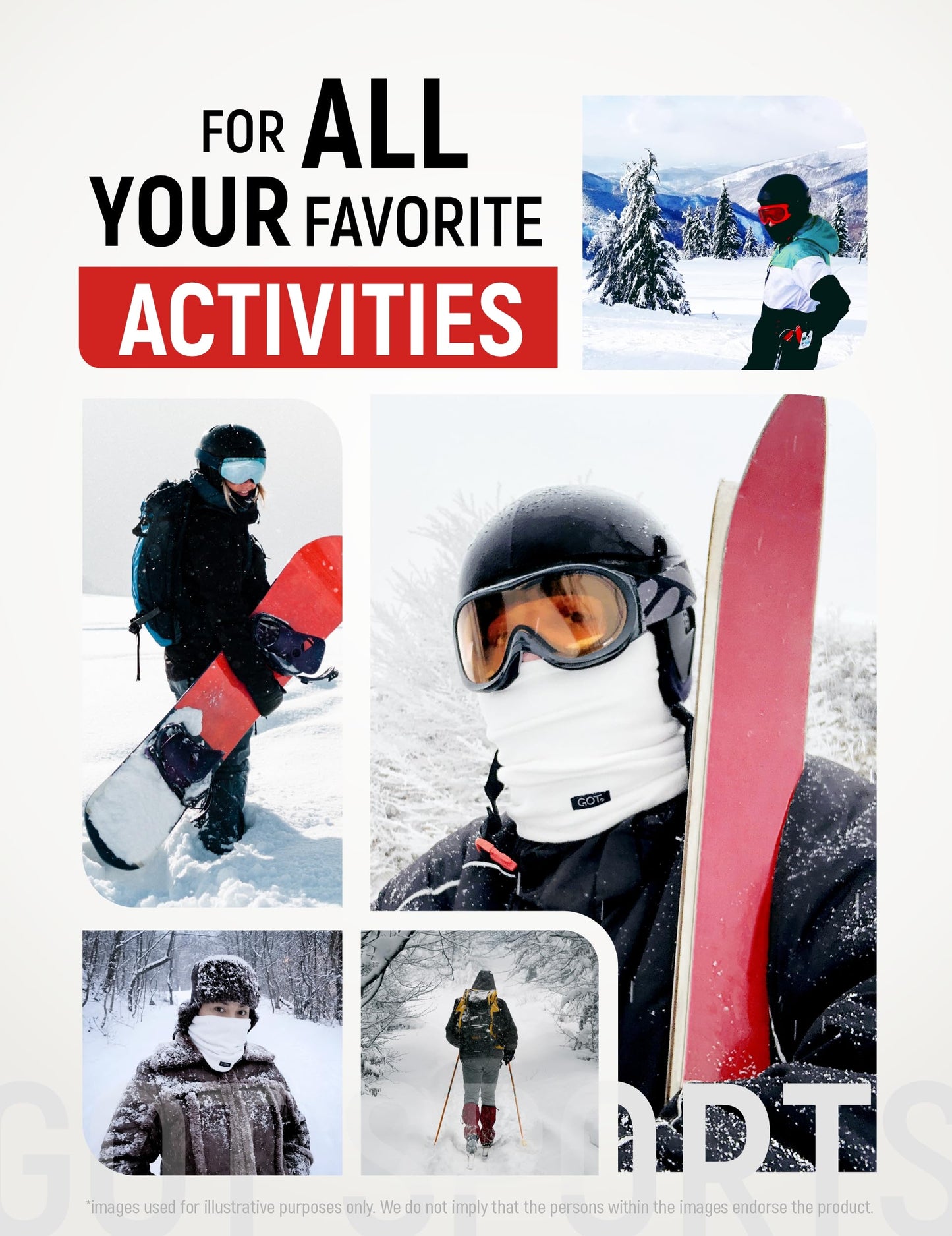 GOT Sports Polar Fleece Nackenwärmer - Doppellagige Winter Ski Gesichtsmaske - Nackengamasche Schal zum Skifahren, Snowboarden, Laufen (Schwarz)