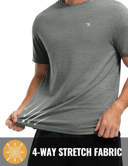 Rdruko Herren Kurzarm Trainingsshirts – Trockene Passform – Feuchtigkeitstransportierend – Für Laufen, Fitnessstudio, aktiven Sport