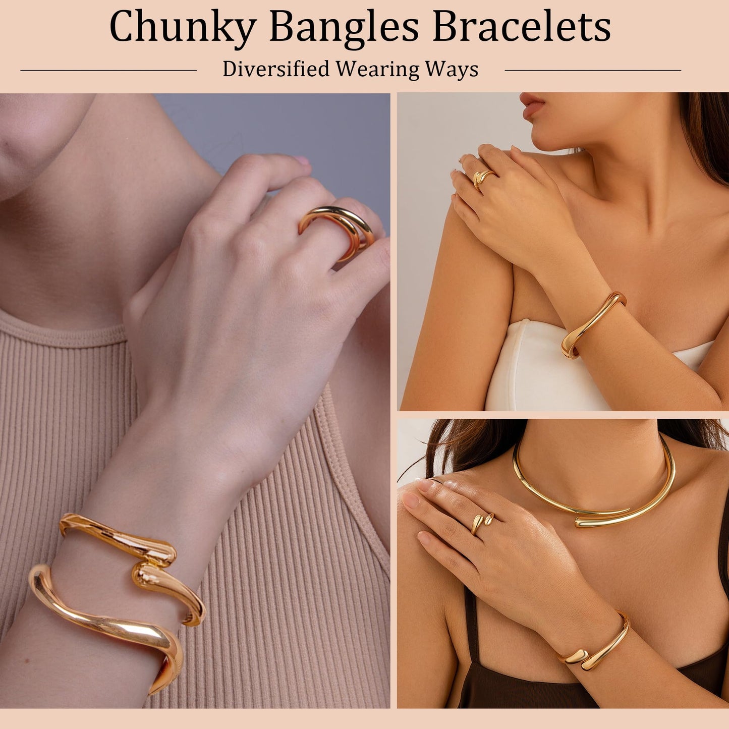 PEALICIOUS 2 STÜCK Gold Armmanschette für Damen, Arm Cuff Gold Minimalistisches Oberarmarmband für Mädchen, Stapelbare Armbandmanschetten, Verstellbare Armreifen Offen als Boho Valentinstag Schmuck Strand Sommer Geschenke