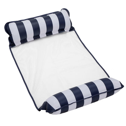 Aqua 4-in-1 Monterey Hammock Pool Float & Water Hammock, Multi-Purpose, Inflatable Pool Floats for Adults, Patented Thick, Non-Stick PVC Material, One Light Blue & One Navy/White Stripe, 2-Pack
