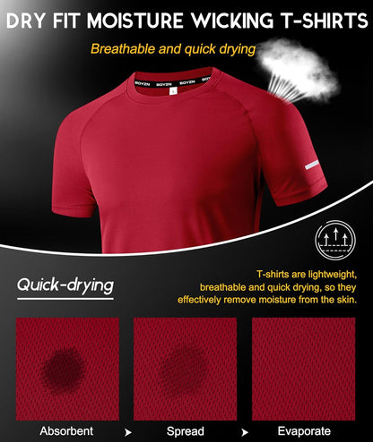 Boyzn 1er, 3er, 5er oder 7er Pack Herren-Trainings-Laufshirts, Dry Fit feuchtigkeitsableitendes T-Shirt, Gym Sport Kurzarm-T-Shirts
