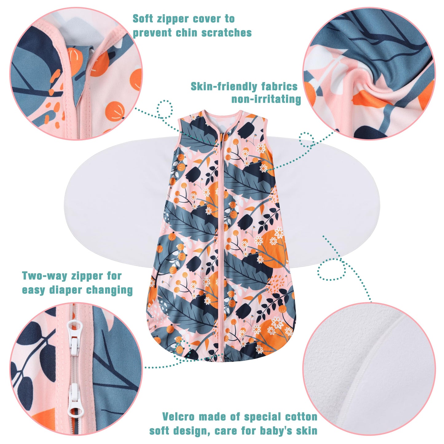 BSTOPPT Fleece Newborn Sleep Sack Baby Swaddle,3-Way Adjustable Wearable Blanket,2 Pack Fleece Swaddling sleeping bag TOG 2.0， (Blue&Green, 0-3 Months)