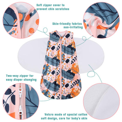 BSTOPPT Fleece Newborn Sleep Sack Baby Swaddle,3-Way Adjustable Wearable Blanket,2 Pack Fleece Swaddling sleeping bag TOG 2.0， (Blue&Green, 0-3 Months)